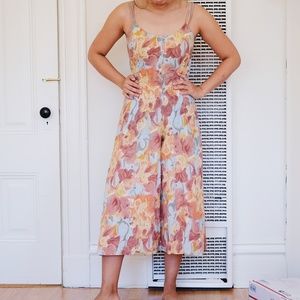 Vintage Floral Print Midi Jumpsuit